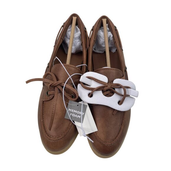 Falls Creek Shoes - Falls Creek Shana Cognac Boat Shoes Loafers Womens Size 6M Memory Foam